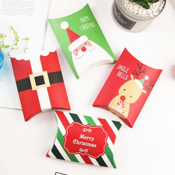 

gift wrap 5pcs pillow candy box kraft paper christmas packaging boxes bags merry happy year navidad