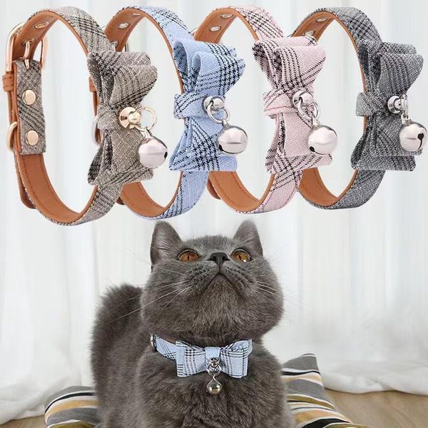 

cat collars & leads pet collar bow tie&bell adjustable dog nylon tie necklace accessories neck strap