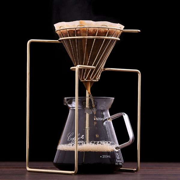 Kaffeefilter-Kaffeebereiter-Tropfer, geometrisch, wiederverwendbarer Kaffeefilterständer zum Übergießen, permanenter Filterkorb 210326