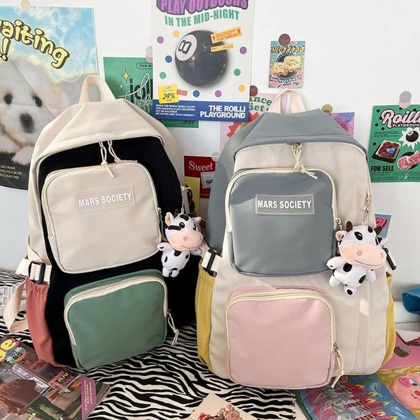 

backpack cute girly young men and women shoulder bag waterproof large capacity multi-pocket