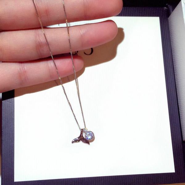 

pendant necklaces delicate 925 silver mermaid tail pendants with chain round zircon charming clavicle necklace charm choker