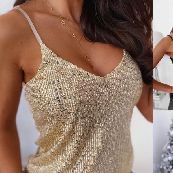 

women camis clothes glitter slim fit sleeveless strappy tank cami swing vest clubwear bodysuit streetwear haut femme ropa mujer, White