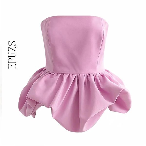 Estate kawaii rosa raccolto top senza maniche sexy ruffles partito femmina carino fuori spalla camicie pasticcarie elegante club serbatoio 210521