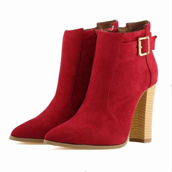 

boots nice autumn big yards women square heel ankle paint leather fashion motorcycle metal decoration w831, Black