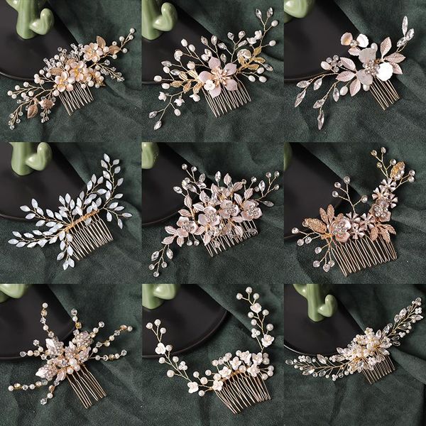 

hair clips & barrettes vintage handmade gold wedding accessories pearls crystal hairpins sticks women jewelry headpiece for bride girl, Golden;silver