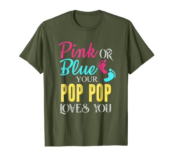 

pink or blue shirt gender reveal party your pop-pop t shirt, White;black