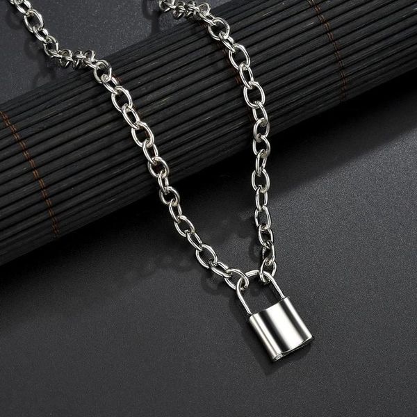 

pendant necklaces punk chain golden/silver color with lock necklace for women men padlock 2021 statement gothic fashion jewelry