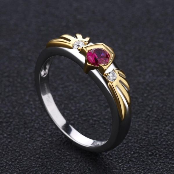 

wedding rings fashion ladies ring princess square red zircon single engagement gift for woman, Slivery;golden