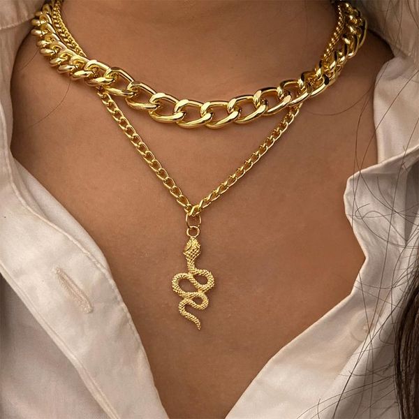 

pendant necklaces 2021 fashion snake chain pendent necklace for women collar gold choker party accessories minimalist punk jewelry dz117, Silver