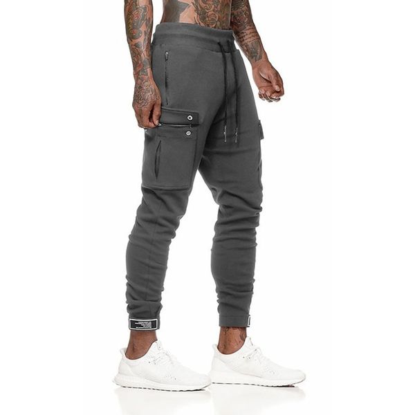 

muscle selling work clothes fitness men's slim fit running training pants, Black