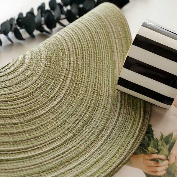 

table runner 6pcs round design ramie insulation pad solid placemats linen non slip mat kitchen accessories decoration home co
