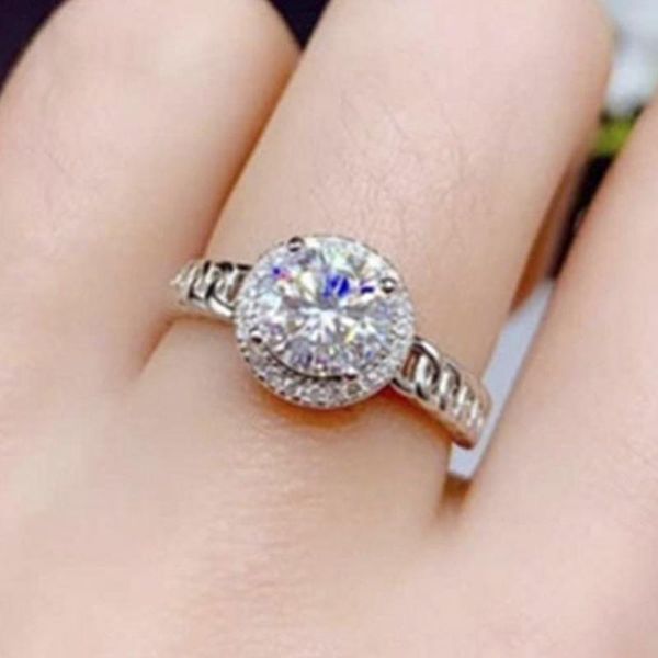 

cluster rings shiny round crystal silver color female opening copper ring for women party wedding engagement jewelry, Golden;silver