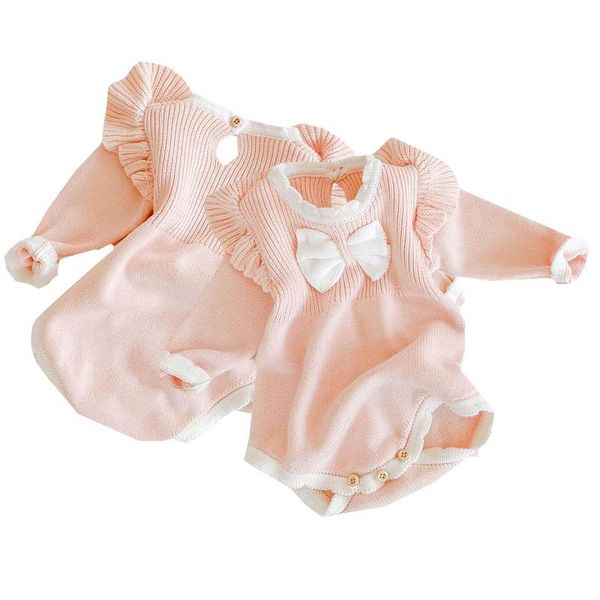

rompers autumn winter baby girls clothes knitting long sleeve infant printing jumpsuit girl bodysuits, Blue