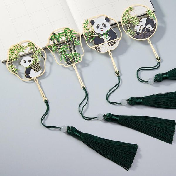 

chinese style metal book markers peacock brass hollow bookmark tassel pagination mark retro stationery school office supplies
