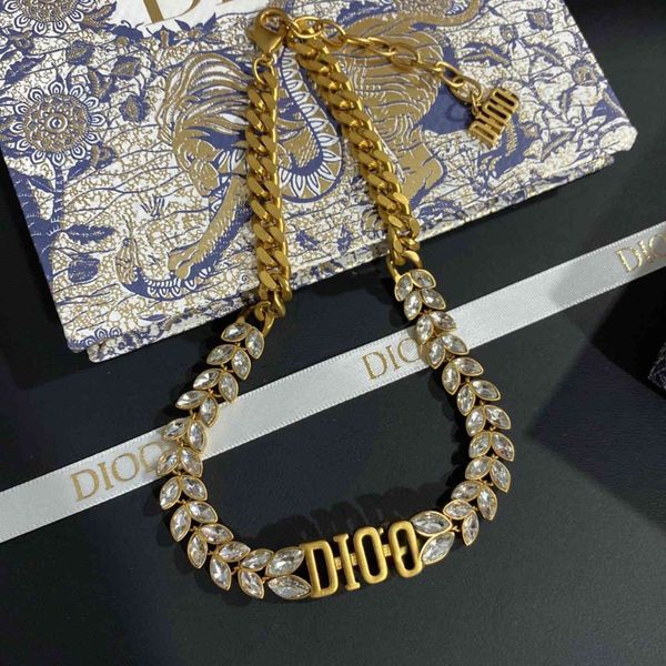 

luxury designer fashion necklace brass d dijia maisui letter metal simple temperament neckband female, Red;brown