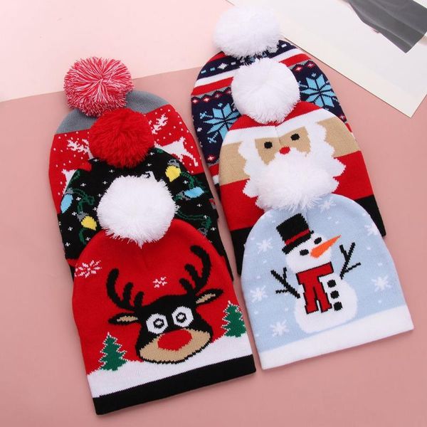 

caps & hats boys and girls knitted home party decoration children warm hat christmas kids knit beanies winter snow, Yellow