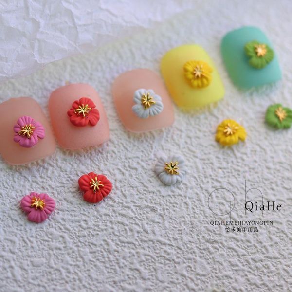 

nail art decorations 5pcs jewelry japanese three-dimensional alloy flower colorful macaron cute daisy versatile decoration charms, Silver;gold