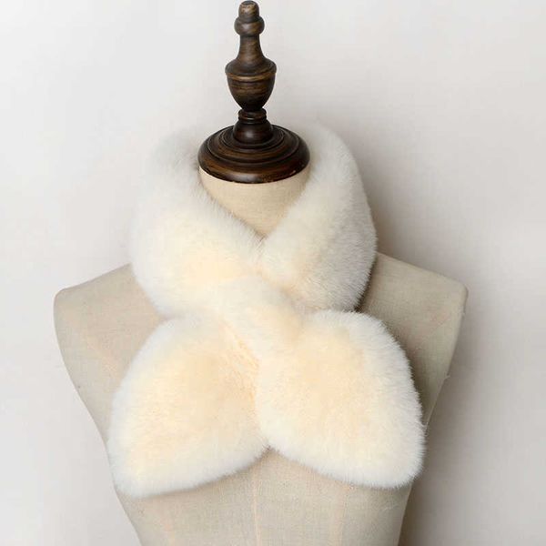 

2021 autumn winter new fur plush scarf women thickened warmth fashion tie small collar solid color student children h0923, Silver