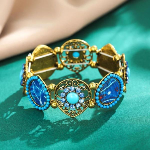

vintage colorful flower crystal water bracelets & bangles women adjustable strand retro marcasite bracelet with statemen link, chain, Black