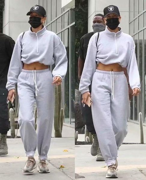 

women's two piece pants hailey street pats short front zipper high collar hoodie women retro waist sports, White