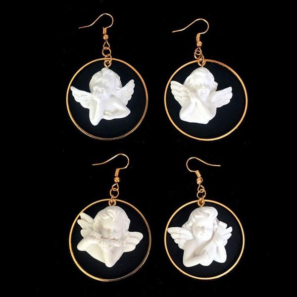

dangle & chandelier gypsum cupid angel pendant drop earrings for women, Silver