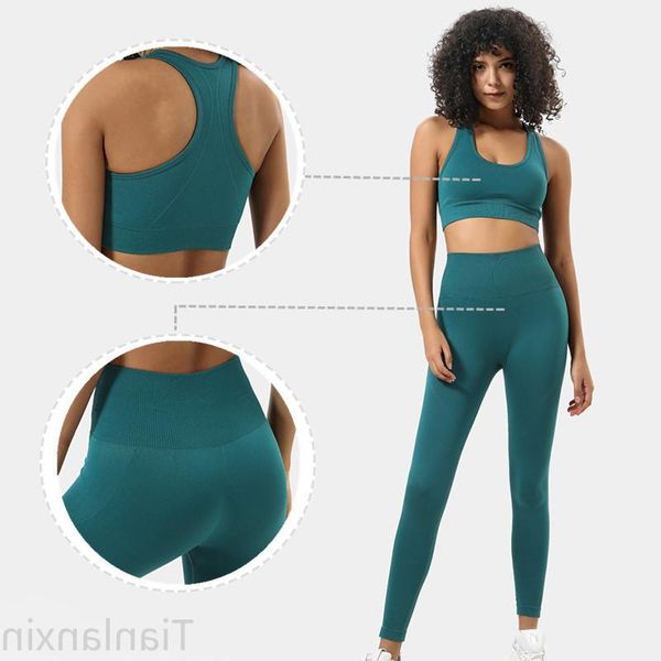 

yoga outfit 2pcs seamless women set workout sportswear gym clothing bras+ leggings push up pants exercise padded running suit