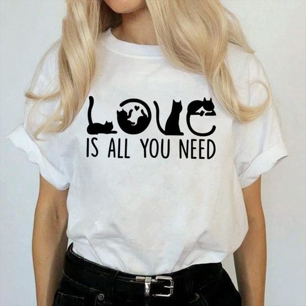 

And Womens Brand Clothing Men Tops Summer Women Short Sleeve O Neck Casual Funny Cartoon Cat Tees Female Ladies, White;black