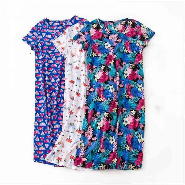

summer casual cartoon nighty womens sleepwears dress 100% cotton nightgown short sleeve round collar sleepshirt plus size, Black;red