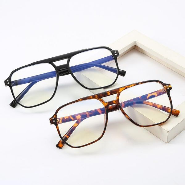 

fashion sunglasses frames 2021 ultralight double beam retro flat spectacles myopia glasses frame men and women trend eyeglasses optical eyew, Black