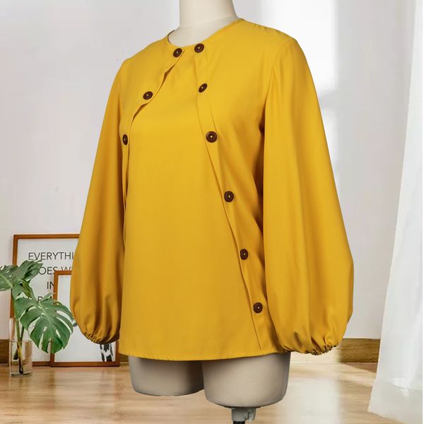 

shirt women blouse the neck long lantern manga button to office lady work wear autumn plus african fashion feminine a109, White