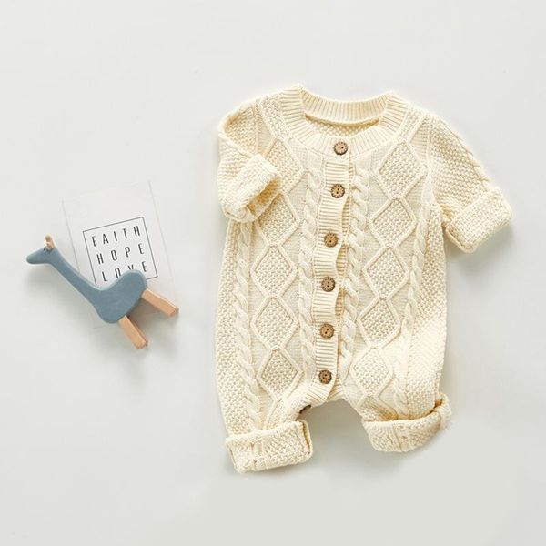 

jumpsuits melario baby rompers long sleeve winter warm knitted infant kids boys girls toddler sweaters outfits fall clothes, Blue