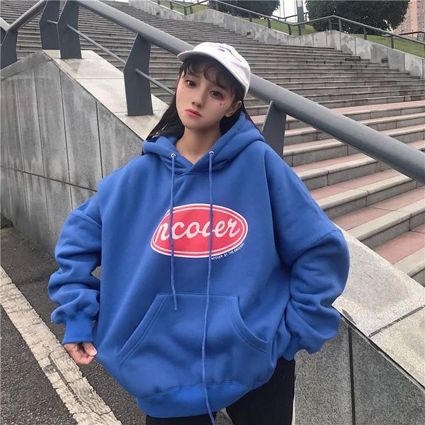 

women's hoodies & sweatshirts comfortable keep warm teens women fleece loose hooded bf style fall winter girls kawaii korean casual st, Black