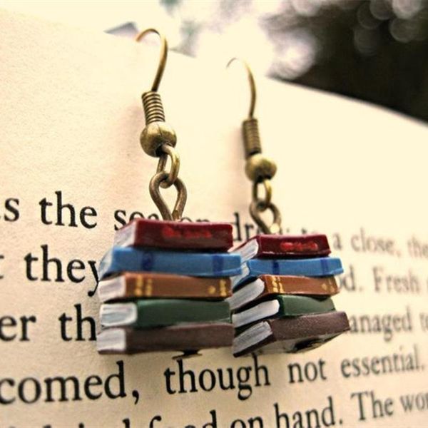 

dangle & chandelier korean fashion multicolor books pendant earrings vintage stack book long for women jewelry accessories, Silver