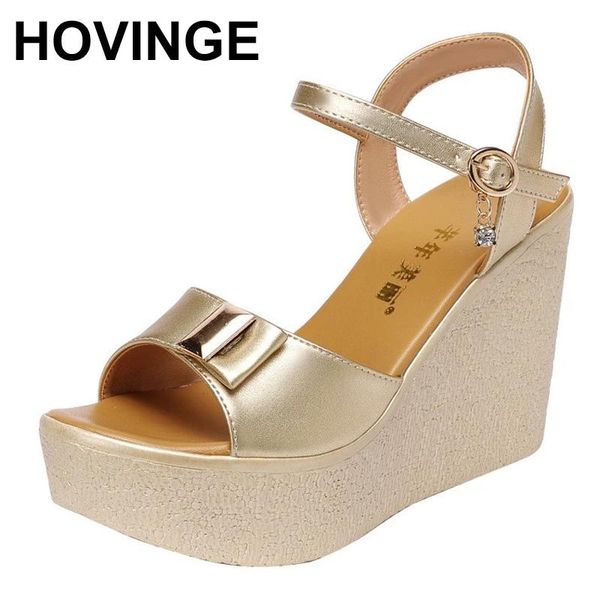 

open toe platform sandals women shoes bow high heels wedges ladies elegant office gold, Black