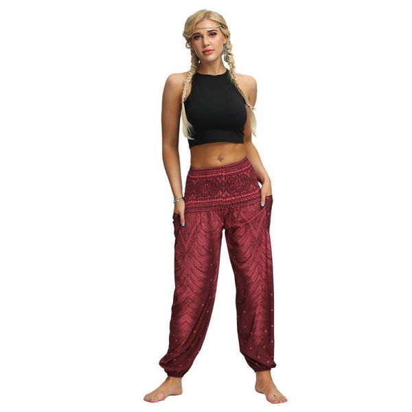 

women's pants & capris jessingshow 2021 fashion women casual loose trousers female fitness printed baggy boho style harem pockets, Black;white