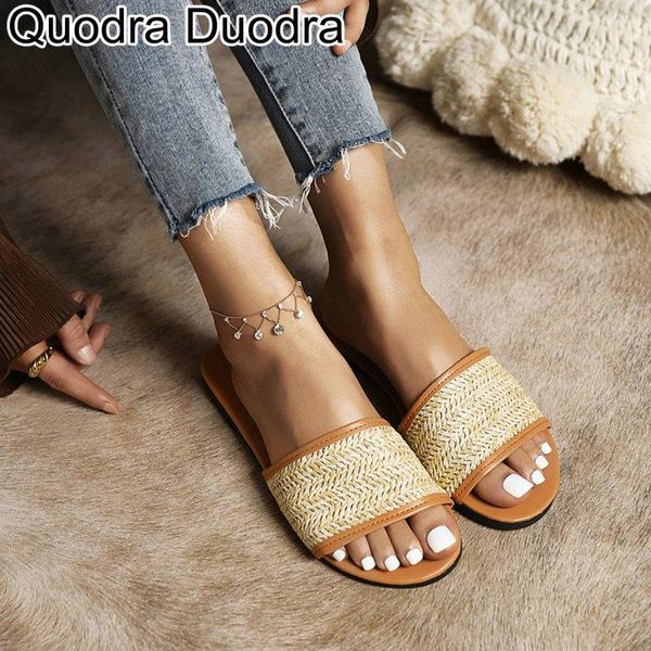 Terlik Yaz Katırları Kadınlar Sıkıcı Slip-On Düz Ayaklar Tüm Maç PU Siyah Bayanlar Açık Tatil Özlü Moda Boyutu Nedensel 35-43 39