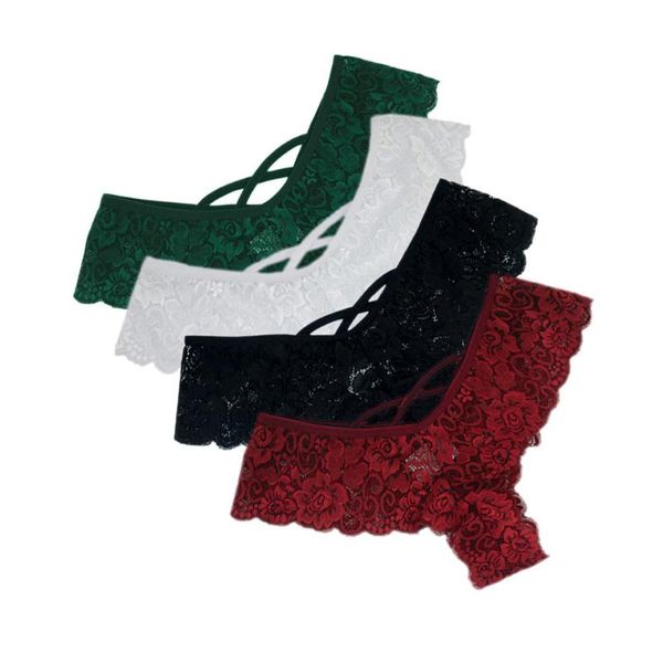 

4pcs/set lace flowers panties women fashion girls briefs comfortable lingerie women's underpants low waist underwear #t2p, Black;pink
