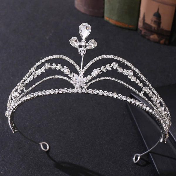 

hair clips & barrettes zircon bridal crown simple jewelry small flower wedding headdress rhinestones hairband accessories hq0240, Golden;silver