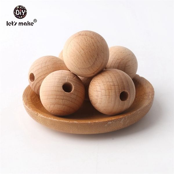 

let's make 100pc wooden teether chewable 8-20mm round beads ecofriendly unfinished beech diy craft custom 211106