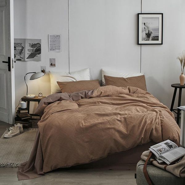 

bedding sets waffle ins nordic simple japanese style set 100% cotton man bedroom bed sheet