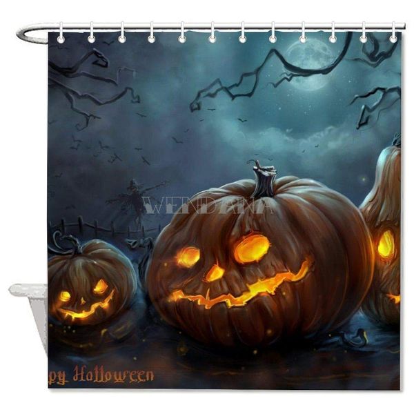 

halloween night pumpkins moon funny shower curtains decorative polyester waterproof bath curtains for bathroom holiday decor 72