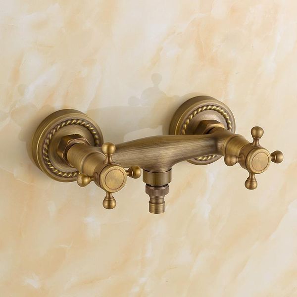 

antique brass wall mounted bibcock tap for washing machine, copper bathroom bathtub faucet mixer and cold1