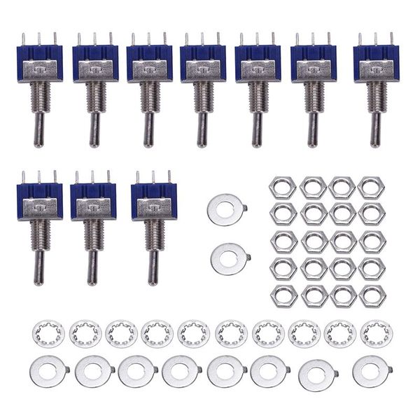 

smart home control 10 pcs ac 125v 6a amps on/on 2 position dpdt toggle switch