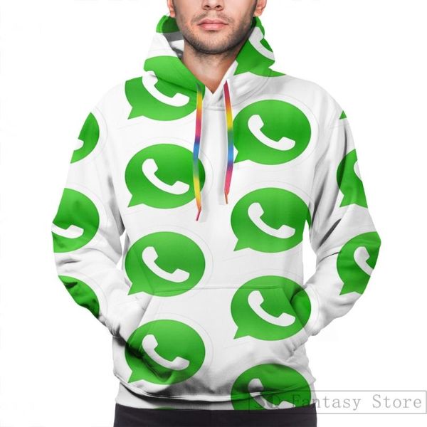 

men's hoodies & sweatshirts mens sweatshirt for women funny whatsapp logo print casual longsleeve coat streatwear, Black