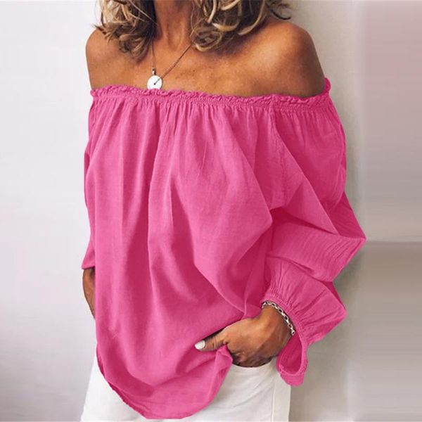 

women's blouses & shirts off shoulder women fashion loose ruffle sleeve large size blouse summer casual shirt blusas mujer de moda, White