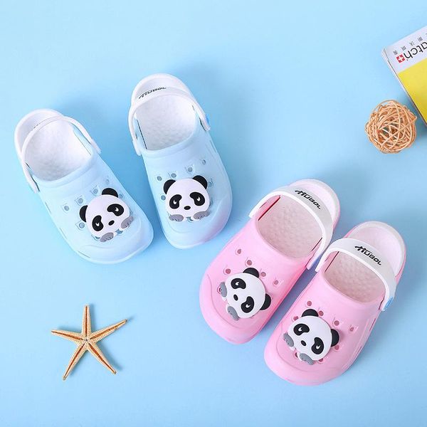 

slipper 2021 summer fashion children cartoon panda cave shoes boys and girls eva outdoor slippers kids beach flip flops, Black;grey