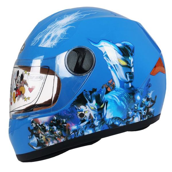 

motorcycle helmets fashion pink cat children full face helmet moto electric bicycle safety headpiece 6-12 kids motocross