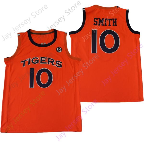 

2022 new ncaa tigers basketball jersey 10 jabari smith college orange size youth adult, Black;red