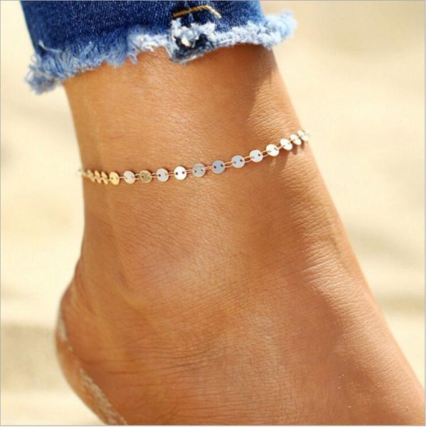 

anklets gold color retro coin for women vintage yoga beach ankle sequins bracelet sandals brides shoes barefoot gifts playa muje, Red;blue