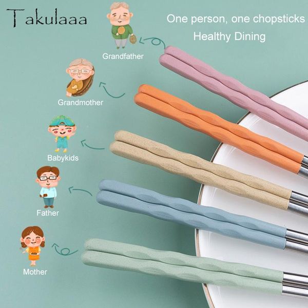 

chopsticks takulaaa 1pair stainless steel non-slip metal chop stick reusable sticks eco-friendly tableware for dinner